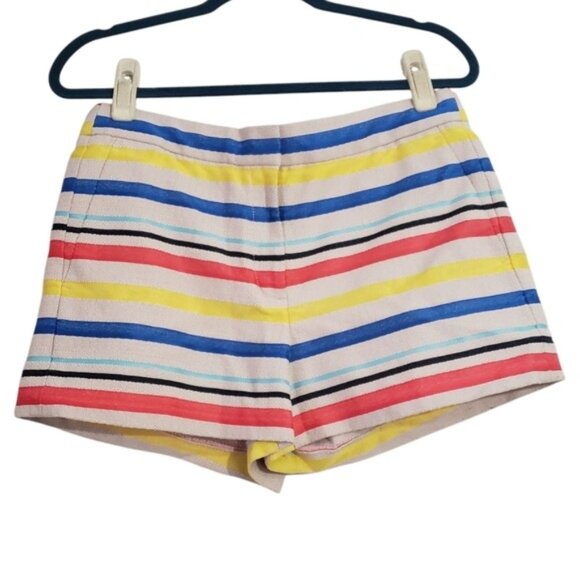 J Crew Womens Shorts Size 6 Jacquard Basket Weave Multicolor Striped Nautical - Picture 1 of 6